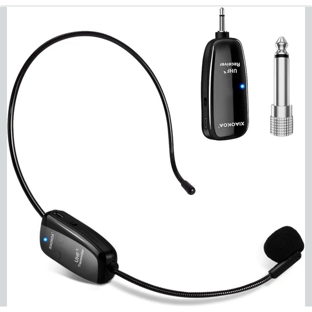 Lightweight Wireless Microphone Headset with Dual Plugs - Perfect for Speakers